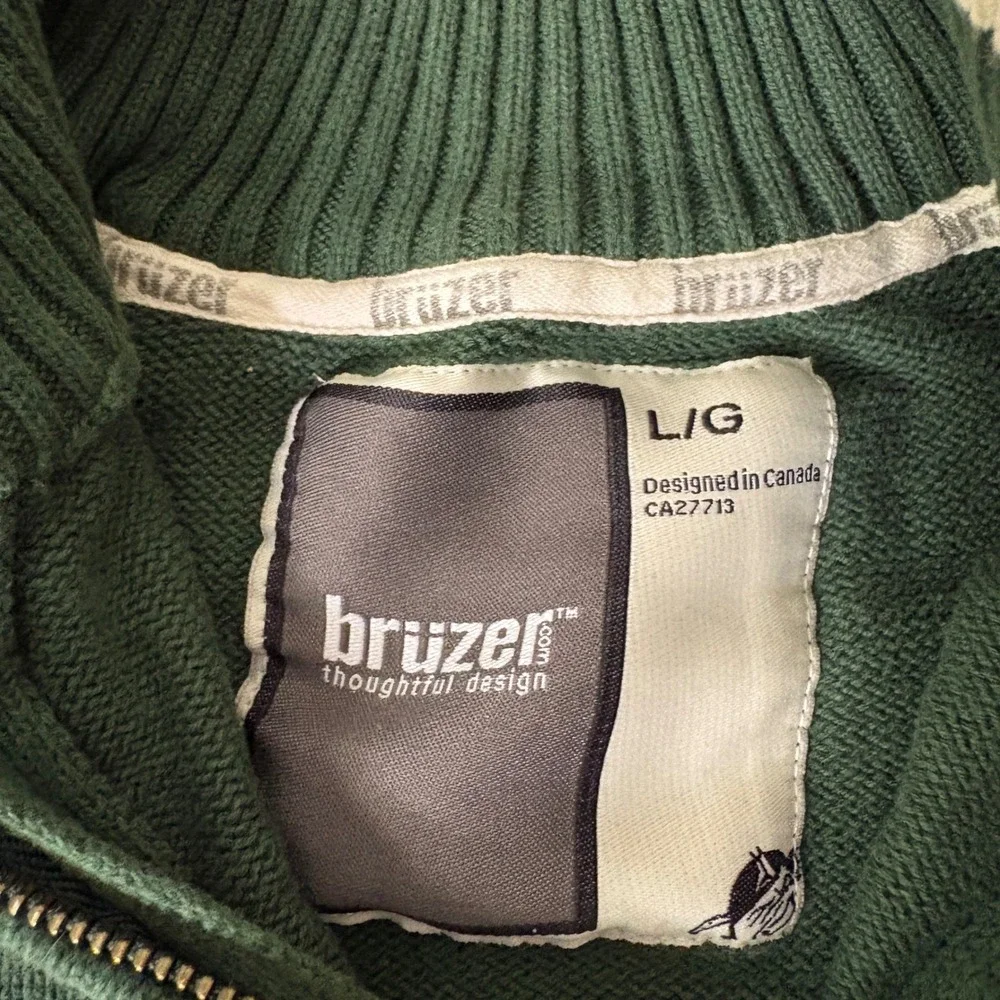 Bruzer Colorado State University CSU Rams Quarter Zip Cotton Sweater Green Men L